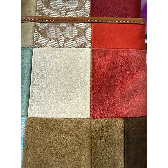 COACH 2362 Patchwork Swing Pack Crossbody Adjustable Leather Strap Suede Y2k - Picture 13 of 15